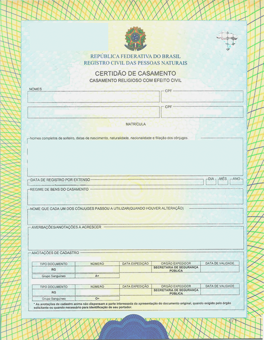 Certidão de Casamento