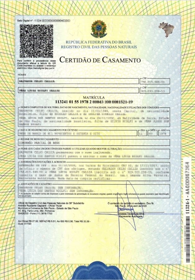 Certidão de divórcio